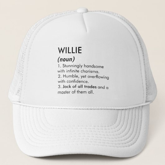 Casquette Willie name, Editable name, Custom name (Devant)