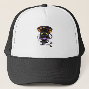 Casquette Witch Cat Halloween Latte Café mignon et effrayan