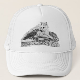 Casquette Wolf and Raven black and white design