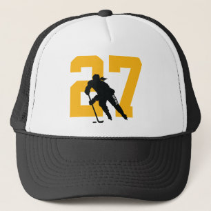 Casquette Women's Custom Hockey Player Number Black and Gold