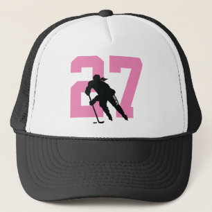 Casquette Women's Custom Hockey Player Number Pink and Black