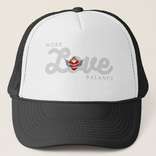 Casquette WORK LOVE BALANCE in grey script lettering (Devant)