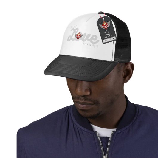 Casquette WORK LOVE BALANCE in grey script lettering