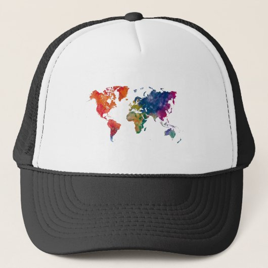 Casquette World map in watercolor (Devant)