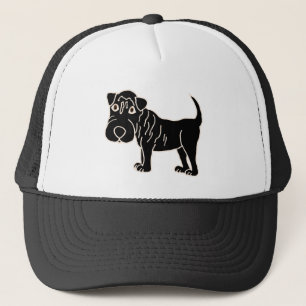 Casquette XX bande dessinée noire de chien de Shar Pei