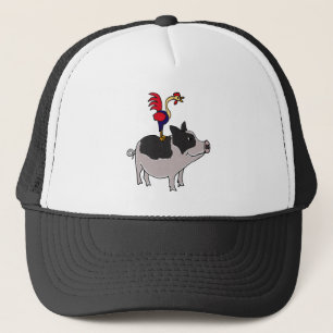 Casquette XX coq sur une bande dessinée de porc gonflée pa