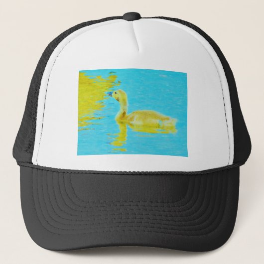 Casquette Yellow Baby goose with light blue water (Devant)