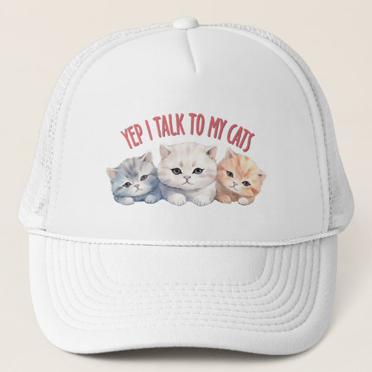 Casquette Yep, je parle à My Cats - Adorable Trio Cat Design (Devant)