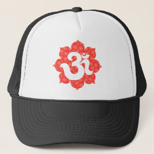 Casquette Yoga OM dans l'orange rouge de Lotus