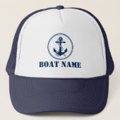 Casquette Your Boat Name Navy White Rope & Anchor (Devant)