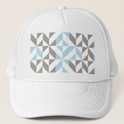 Casquette ZigZag géométrique bleu et argent (Devant)