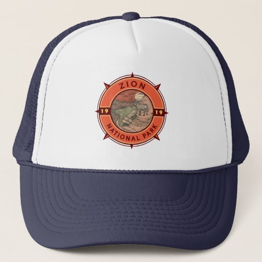 Casquette Zion National Park Bighorn Mouton Retro Compas (Devant)