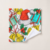 Casquettes de Noël, cadeaux et cloches (Gant de toilette)