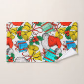 Casquettes de Noël, cadeaux et cloches (Serviette à main)