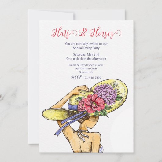 Casquettes et chevaux Derby Party Invitation (Devant)