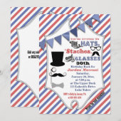 Casquettes, moustaches et lunettes Invitation de 3 (Devant / Derrière)