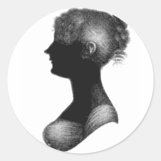 Cassandra Austen's Silhouet Ronde Sticker (Voorkant)