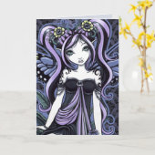 "Cassandra" Violet Butterfly Fairy Art Kaart (Gele Bloem)