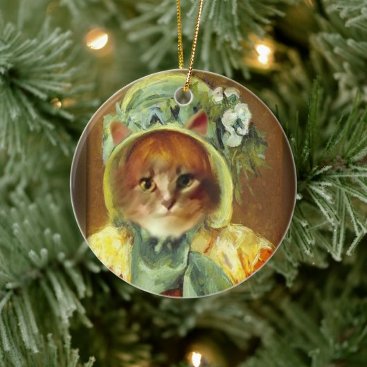 Cassatt Bonnet on Kitten Keramisch Ornament (Boom)