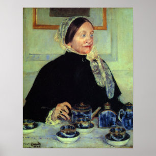 Cassatt - Dame aan Theetafel 1885 Poster