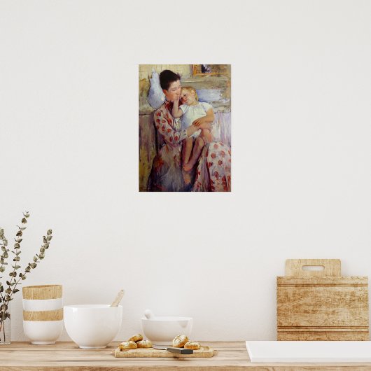 Cassatt Kunstmoeder en kind Poster (Keuken)