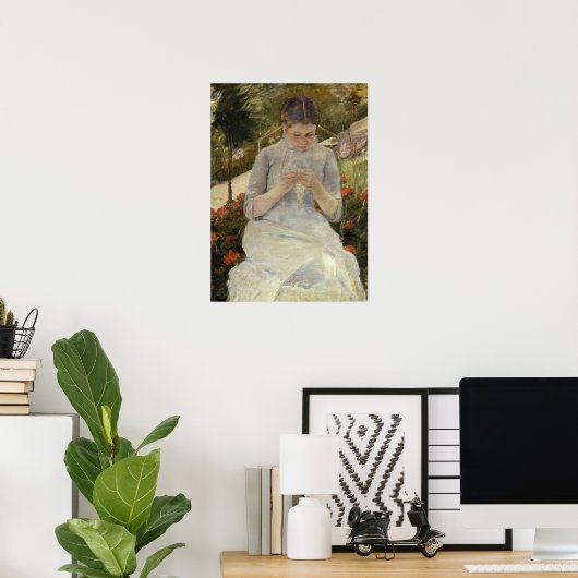 Cassatt - meisje in tuin poster (Thuiskantoor)