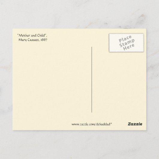 Cassatt moeder en kind briefkaart (Achterkant)
