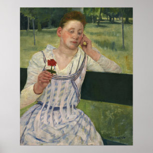 Cassatt - Vrouw Met Rode Zinnia Poster
