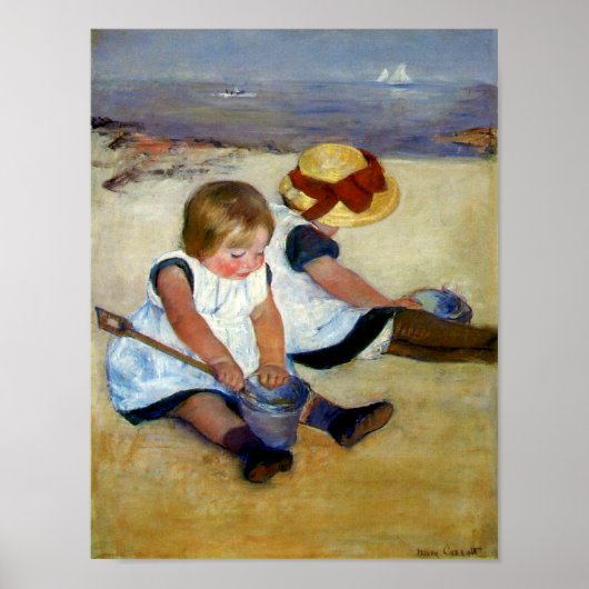 Cassatt's kinderen op het strand poster (Voorkant)