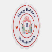 Casse-noix Monogramme Carte d'ornement de Noël (Droite)