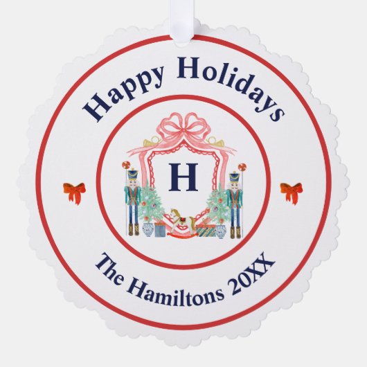 Casse-noix Monogramme Carte d'ornement de Noël (Recto)