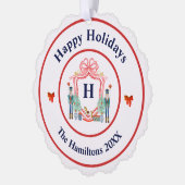 Casse-noix Monogramme Carte d'ornement de Noël (Gauche)