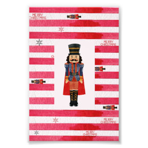 Casse-noix Red Stripes Christmas Art Poster Imprim