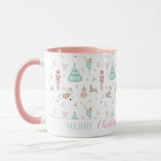 Casse-noix rose mignonne joyeux Mug de Noël (Gauche)