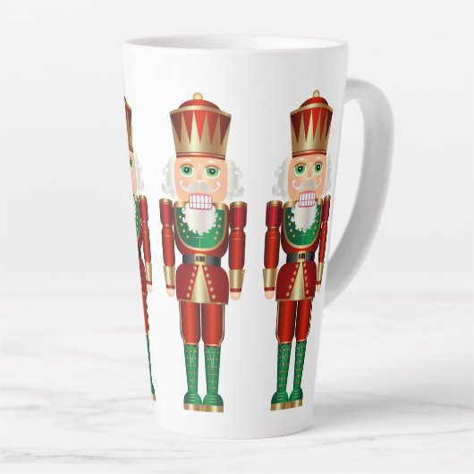 Casse-noix rouge vert et or Latte Mug (Angle droit)