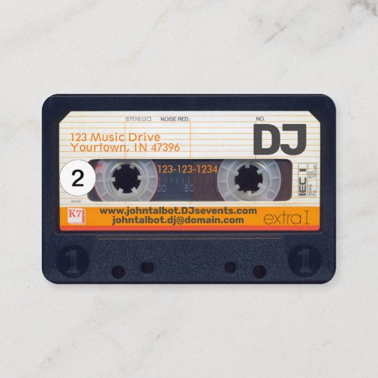 Cassette audio rétro 80s DJ Cartes de visite 2 (Dos)
