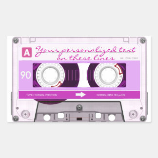 Cassette band - roze - rechthoekige sticker