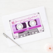 Cassette band - roze - rechthoekige sticker (Envelop)