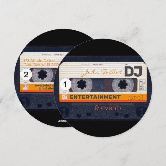 Cassette de bande audio 80s DJ Cartes de visite R2 (Devant / Derrière)