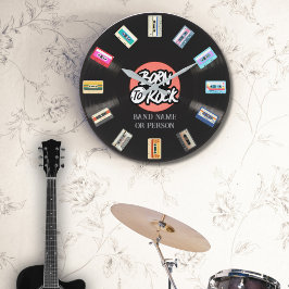 Cassette en grammofoonplaat grote klok