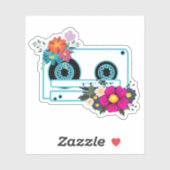 Cassette en waterverf bloemetjes Sticker (Vel)