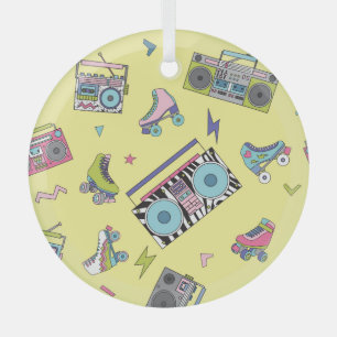  cassette, roller schaatsen: retro glas ornament