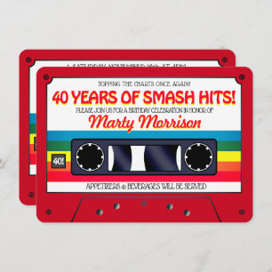 Cassette rouge rétro des années 80 Invitation de f