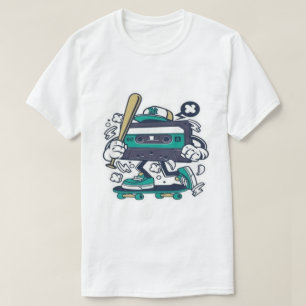 Cassette Skater Grafische T-shirt 80s Retro Cartoo
