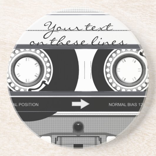 cassetteband - zwart - zandsteen onderzetter (Voorkant)