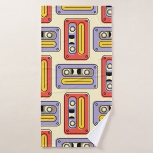 cassettebanden retro naadloos patroon. Vintage Badhanddoek