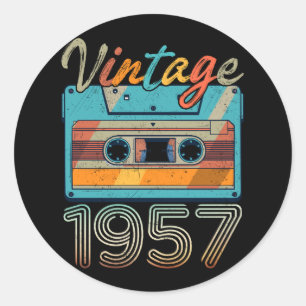  Cassettebandje 1957 Retro 66e verjaardag 66 Ronde Sticker