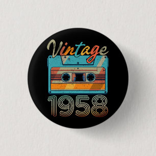  Cassettebandje 1958 Retro 65th Birthday 65 Ronde Button 3,2 Cm