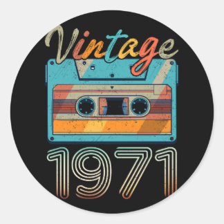  Cassettebandje 1971 Retro 52e verjaardag 52 Ronde Sticker