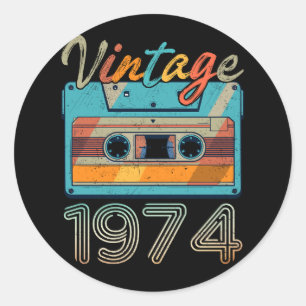 Cassettebandje 1974 Retro 49e verjaardag 49 Ronde Sticker
